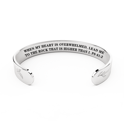 WHEN MY HEART IS OVERWHELMED, LEAD ME TO THE ROCK THAT IS HIGHER THAN ISilver-plated Bracelet